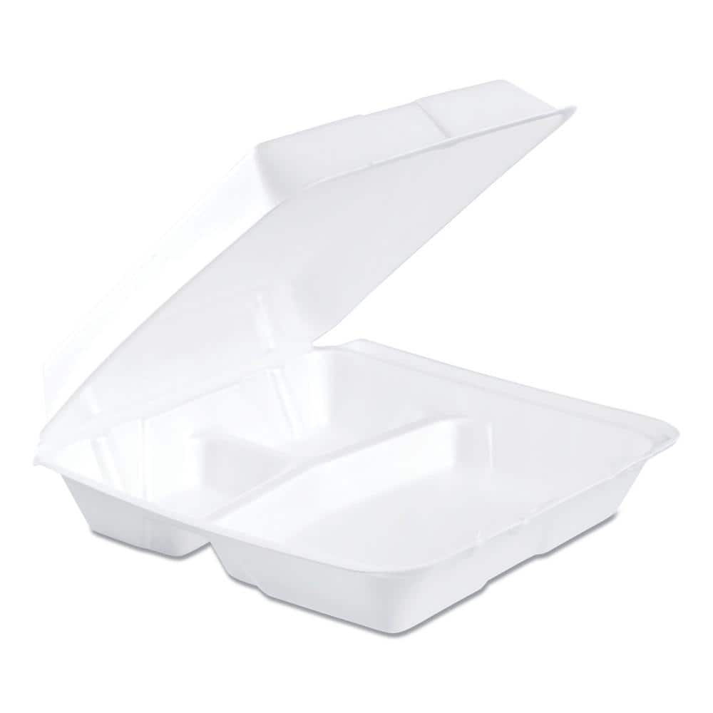 Dart Large 1-Compartment Carryout Foam Trays - 9 inch Length 9 inch Width Food Container - Foam - 200 Piece(s) / Carton, White