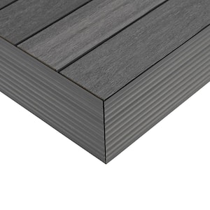 1/6 ft. x 1 ft. Quick Deck Composite Deck Tile Outside Corner Fascia in Argentinian Silver Gray (2-Pieces/Box)