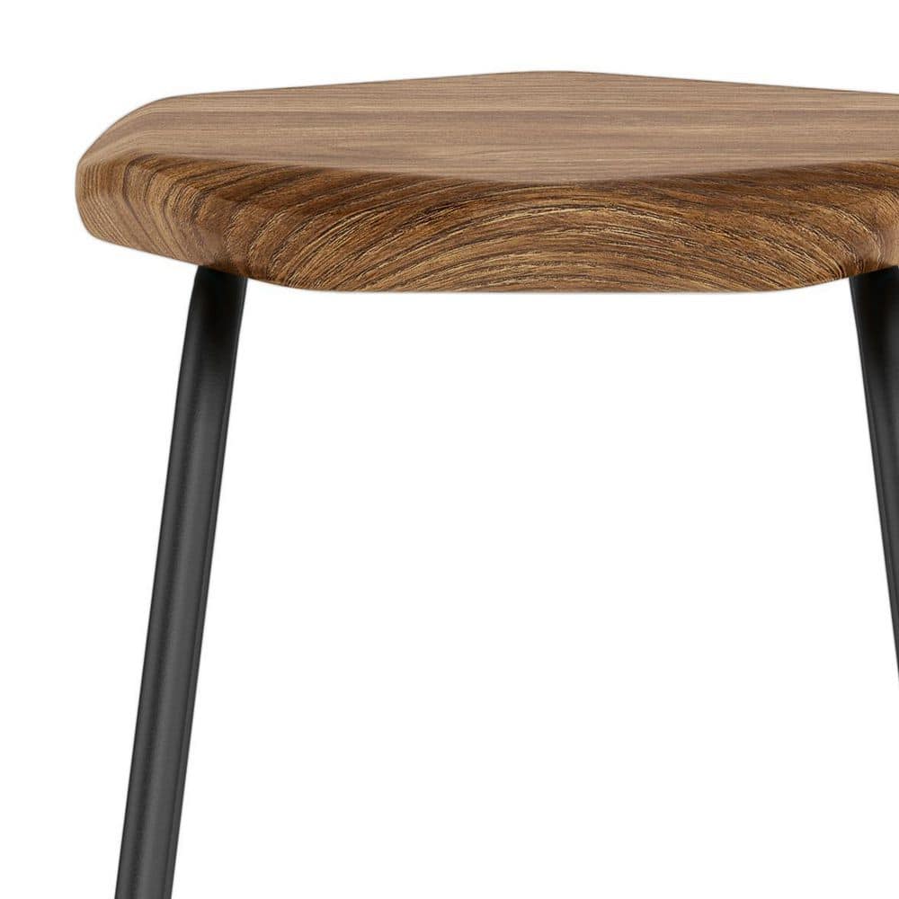Rustic Farmhouse Black Metal & Wood Saddle Counter Stool