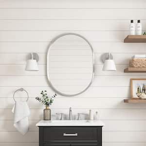 Emmeline 24 in. W x 32 in. H Oval Framed Wall Mount Bathroom Vanity Mirror in Brushed Nickel