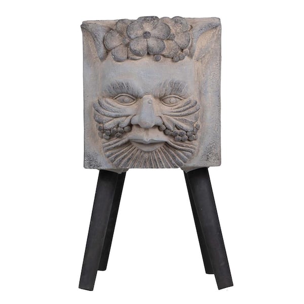 11 in. x 13 in. x 22 in. Gray Metal Raised Garden Bed Greek God Statue Planter with Legs
