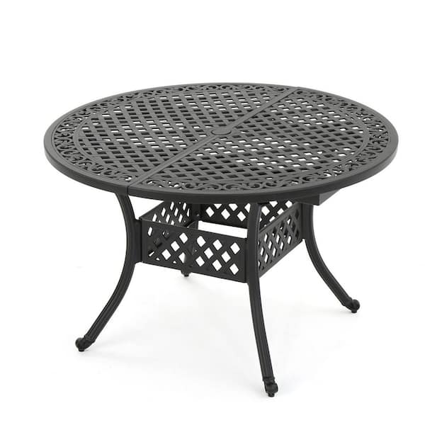 Miscool Anky Black Round Aluminum 28.5 in. H Expandable Outdoor Dining Table