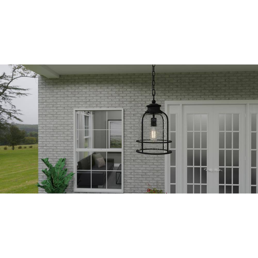 Earth Black Glass Industrial Outdoor Hanging Lantern