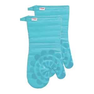 Breeze Teal Medallion Cotton Silicone Oven Mitt (2-Pack)
