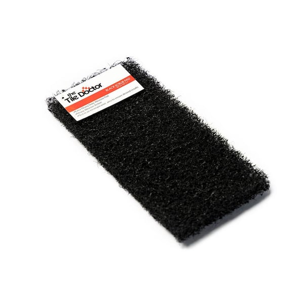 The Tile Doctor 4.5 in. x 10 in. x 1 in. Black Extra Heavy-Duty Water Based Latex Resins Maximum Scrub Power Pads (48-Pack)