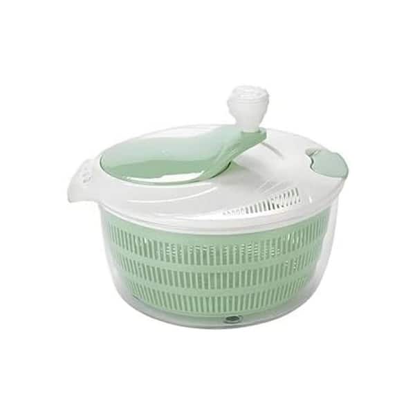 Salad Spinner with Dual Drainage Holes Efficient Lettuce Dryer Green for Washing Spinning Draining Fruits Vegetables