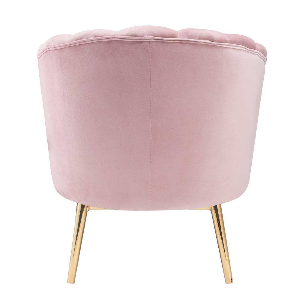 32" Luxe Blue Velvet Barrel Accent Chair with Metallic Base