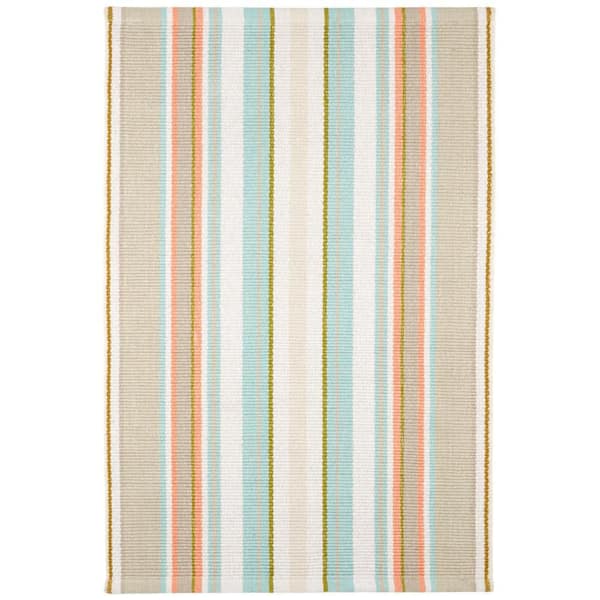 Daphne Stripe Handwoven Cotton Sky 8 ft. x 10 ft. Indoor Area Rug