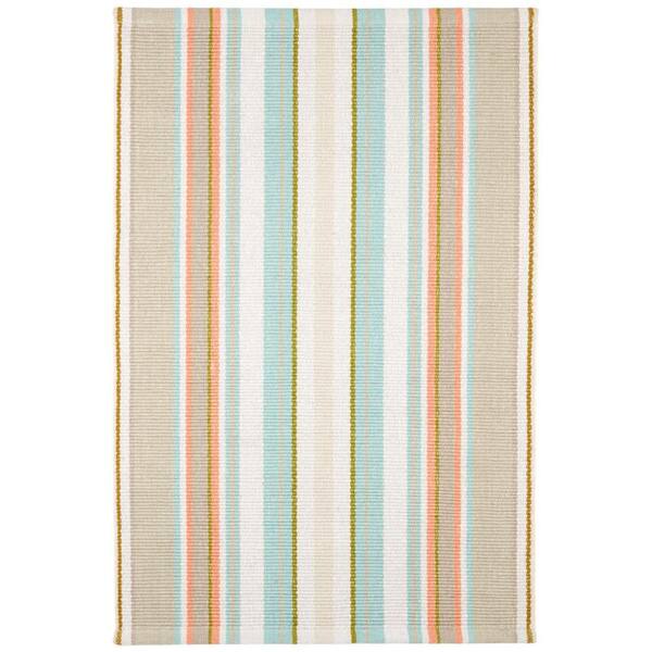 Daphne Stripe Handwoven Cotton Sky 9 ft. x 12 ft. Indoor Area Rug