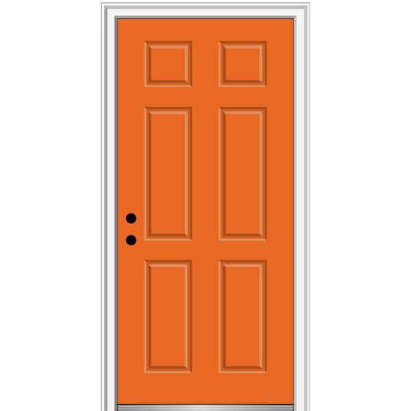 MMI Door 36 in. x 80 in. 6-Panel Right-Hand Inswing Classic Painted Fiberglass Smooth Prehung Front Door