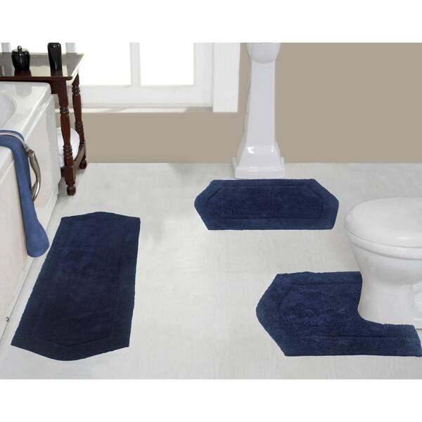 Home Weavers Inc Waterford Collection, Gray And Navy Blue Bathroom Rugs