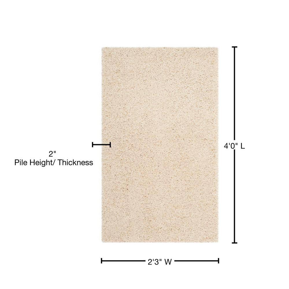 Beige Rectangular Synthetic Shag Area Rug, 2'3" x 4'