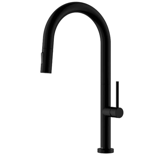 Brynford Single Handle Pull-Down Sprayer Kitchen Faucet in Matte Black