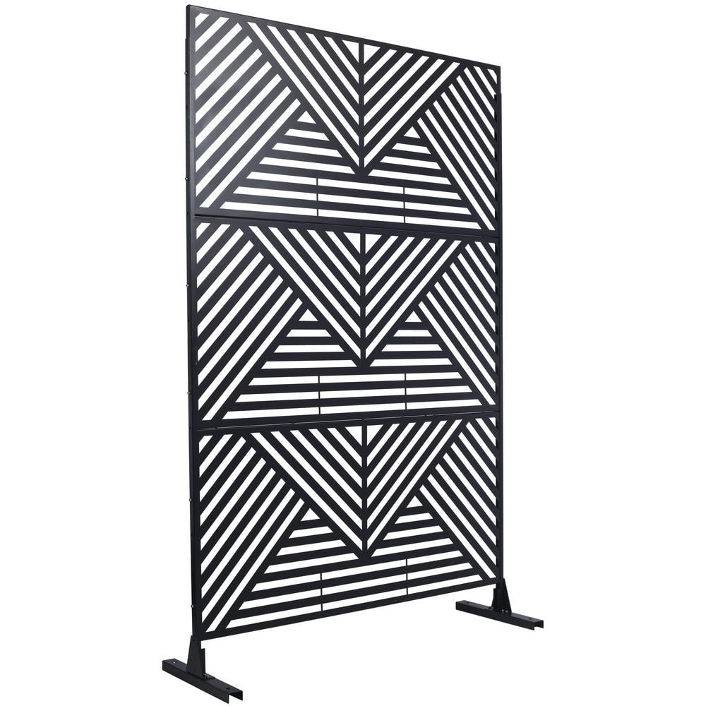 6.3 ft. H x 4 ft. W Black Outdoor Privacy Screen Metal Decorative Screen Pa
