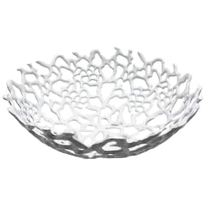 16 in. Decorative Metal Nest Bowl in White