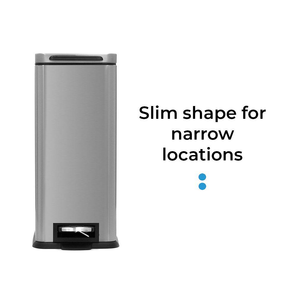 Slim Stainless Steel 8-Gallon Step Pedal Trash Can