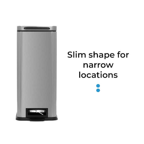  Home Zone Living 8 Gallon Slim Kitchen Trash Can, Stainless  Steel, Step Pedal, 30 Liter : Home & Kitchen