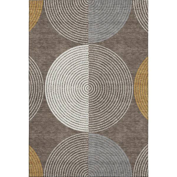 Mayfield Premium Machine Washable Abstract AMF2281 Brown 3 ft. x 4 ft. Area Rug