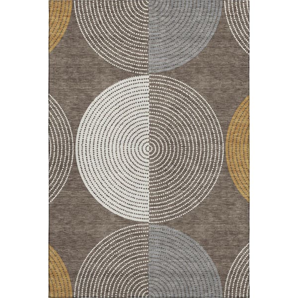 Mayfield Premium Machine Washable Abstract AMF2281 Brown 5 ft. x 7 ft. 6 in. Area Rug