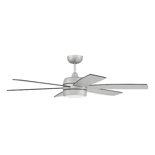 CRAFTMADE Trevor 52 in. Indoor/Outdoor Painted Nickel Finish Ceiling Fan, Integrated LED Light & Remote/Wall Control Included