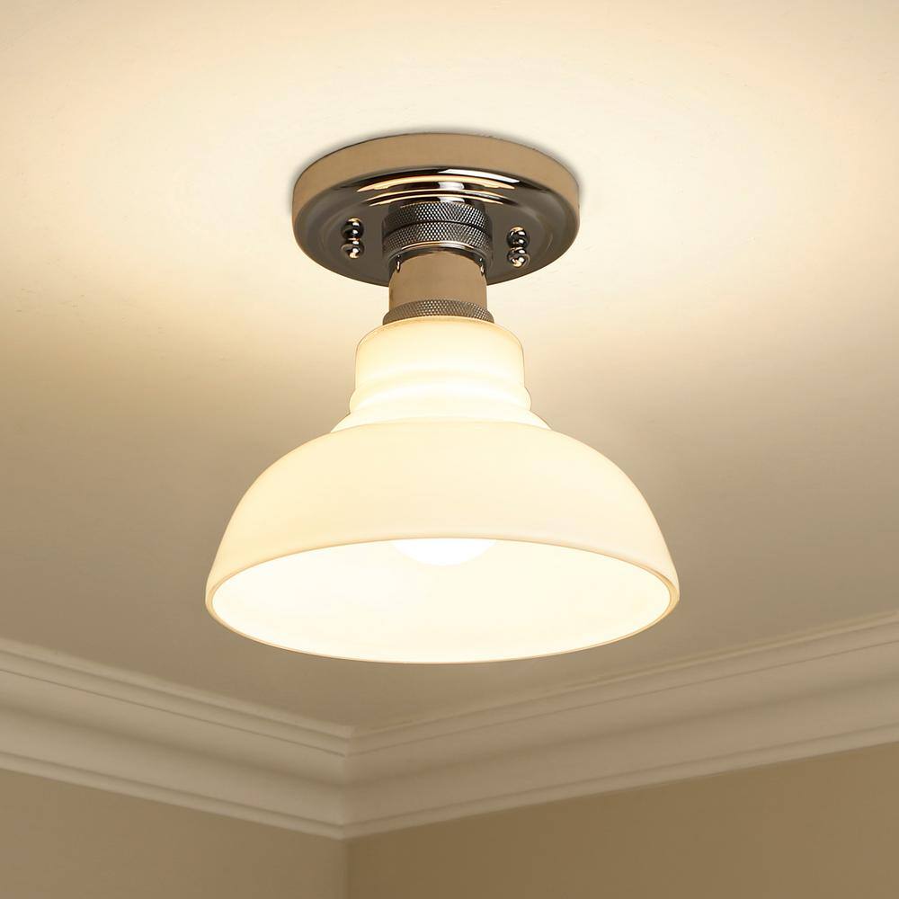 Chrome Glass Vintage Indoor/Outdoor Flush Mount Light