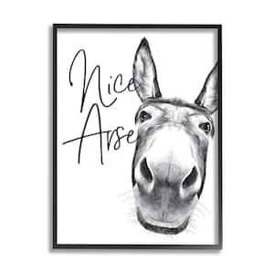 "Animal Humor Nice Arse Donkey Bathroom Phrase" by Lettered and Lined Framed Animal Wall Art Print 24 in. x 30 in.