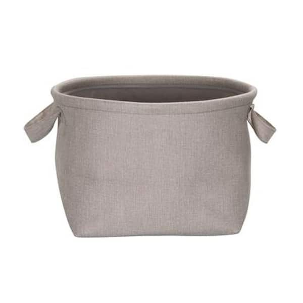 HOUSEHOLD ESSENTIALS Gray Round Collapsible Fabric Laundry Basket with Linen Lining and Handles