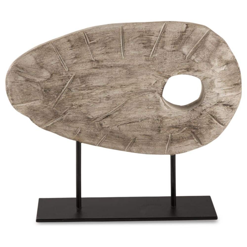 Antique White and Black Wood Abstract Sculpture