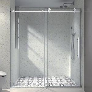 60 in. W x 76 in. H Single Sliding Frameless Shower Door with 5/16 in. Clear Glass and Buffer Function, Brushed Nickel