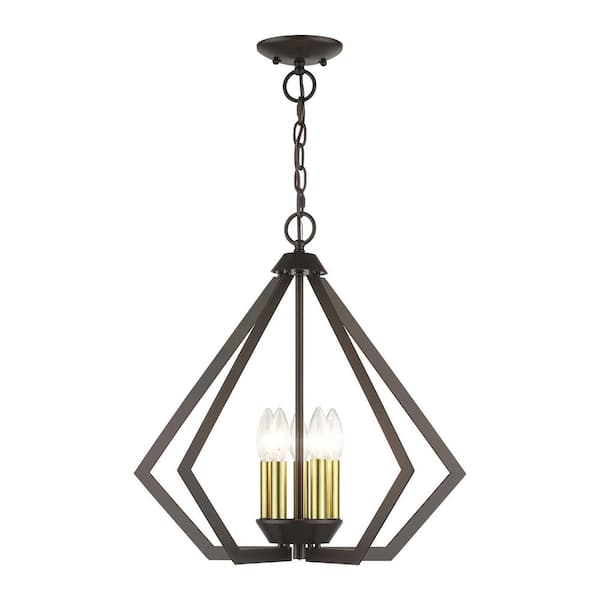 DORRANCE 5 Lights Bronze Candle Triangular Chandelier for Kitchen Island With No Bulbs Included