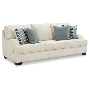 92 in. Slope Arm Polyester Rectangle 4-Accent Pillows Sofa in Beige, Gray and Black (1-Piece)