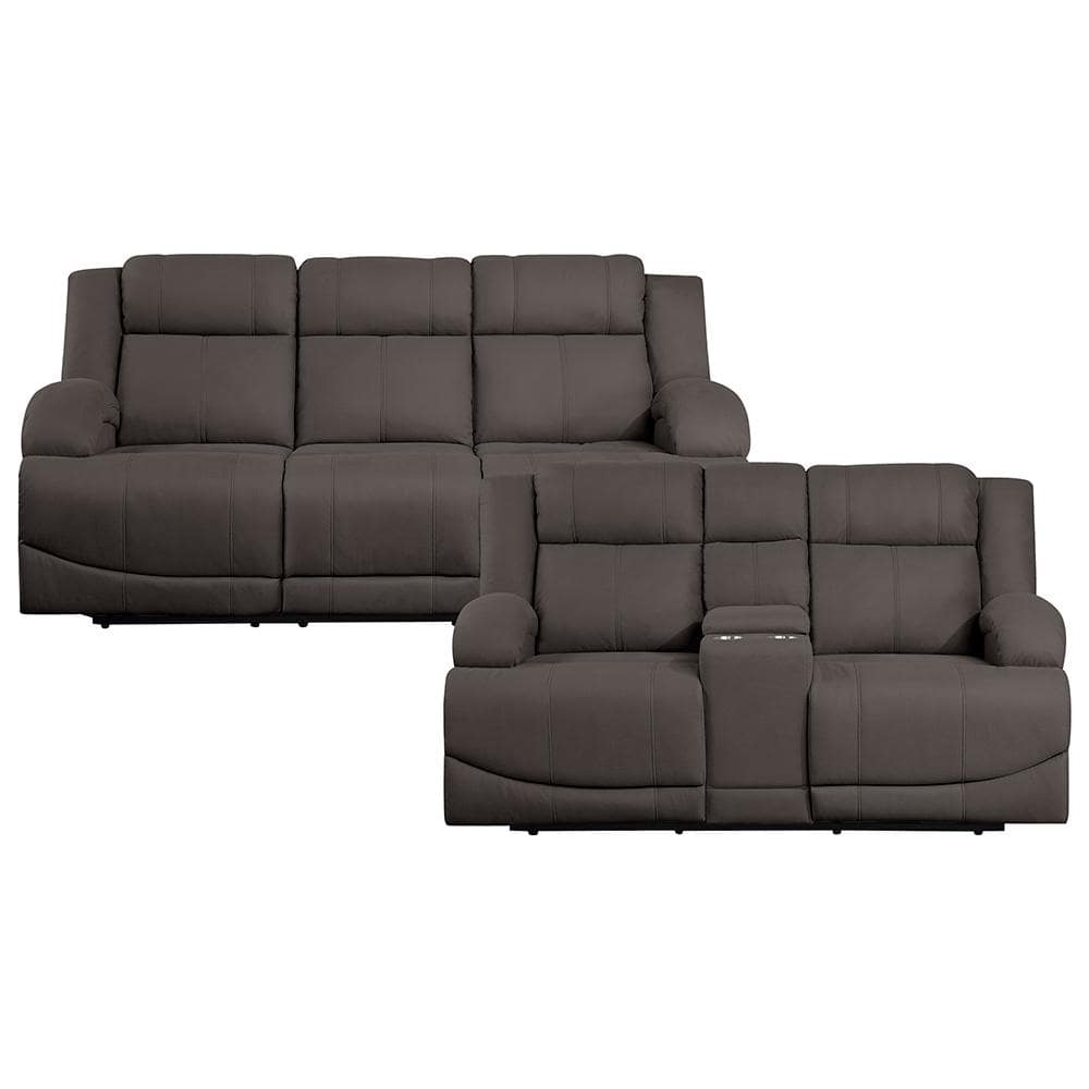 Darcel 81.5 in. W Straight Arm Microfiber Rectangle Power Reclining Sofa Se