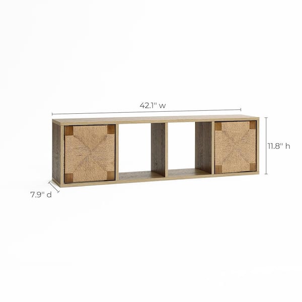 LuxenHome Brown 11.8 in. Mid-Century Modern Rope Floating