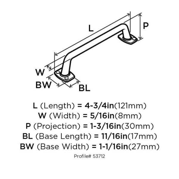 Graphite Steel Industrial Cabinet Bar Pull with Mounting Hardware
