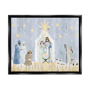 Nativity Barn Stable Christmas Holiday Rustic Scene" by Andi Metz Floater Frame Religious Wall Art Print 17 in. x 21 in.