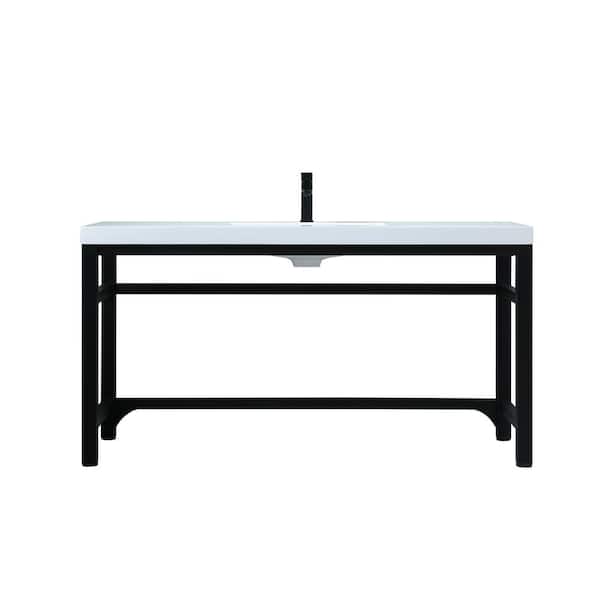60 in. W x 22 in. D x 32 in. H ADA Bath Vanity in Black with White Resin Top
