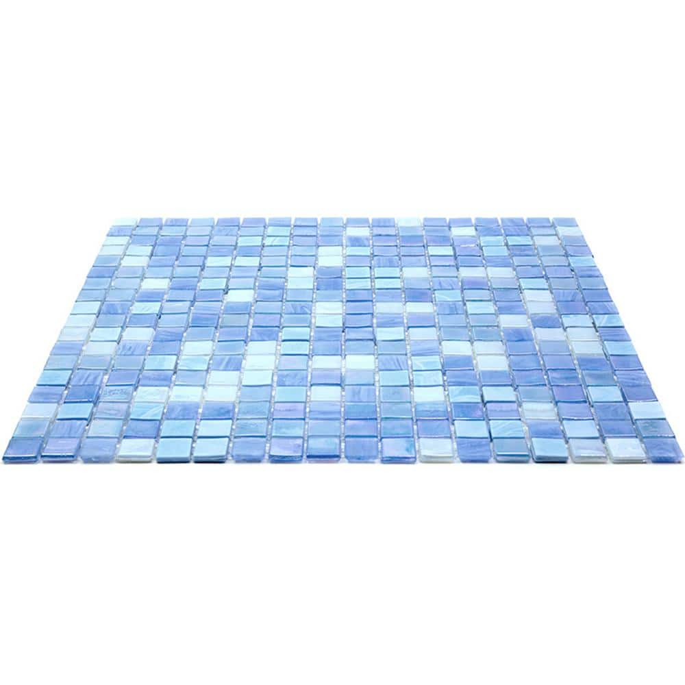 Sky Blue Iridescent Glass Mosaic Wall and Floor Tile