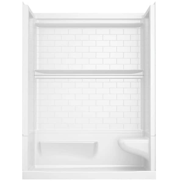 Classic 500 Tile Right Seat 32 in. L x 60 in. W x 75.76 in. H Alcove Shower Kit with Shower Wall and Shower Pan