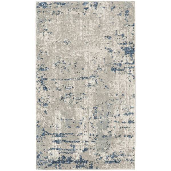 2 ft. x 4 ft. Gray and Ivory Abstract Power Loom Area Rug