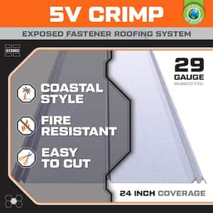 12 ft. 5V Crimp Galvanized Steel 29-Gauge Roof Panel