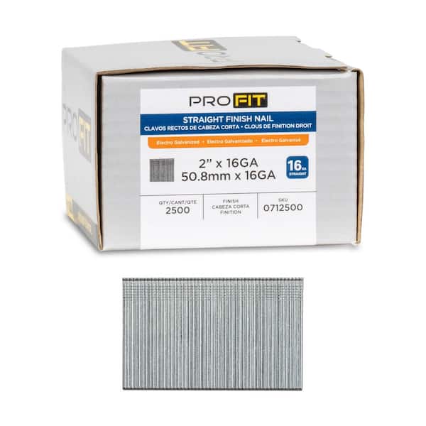 2 in. x 16GA Straight Electrogalvanized Collated Finish Nails (2500-Per Box)