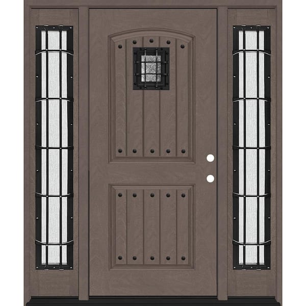 Steves & Sons Regency 64 in. x 80 in. 2Panel Plank Cavalier Speakeasy LHIS Ashwood Fiberglass Prehung Front Door w/Cav Dbl 12in.SL