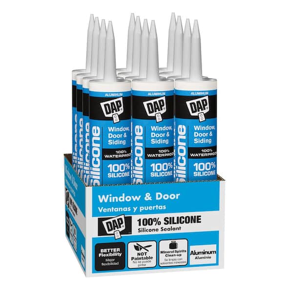 DAP Silicone 10.1 oz. Aluminum Gray Window, Door and Siding Sealant (12-Pack)