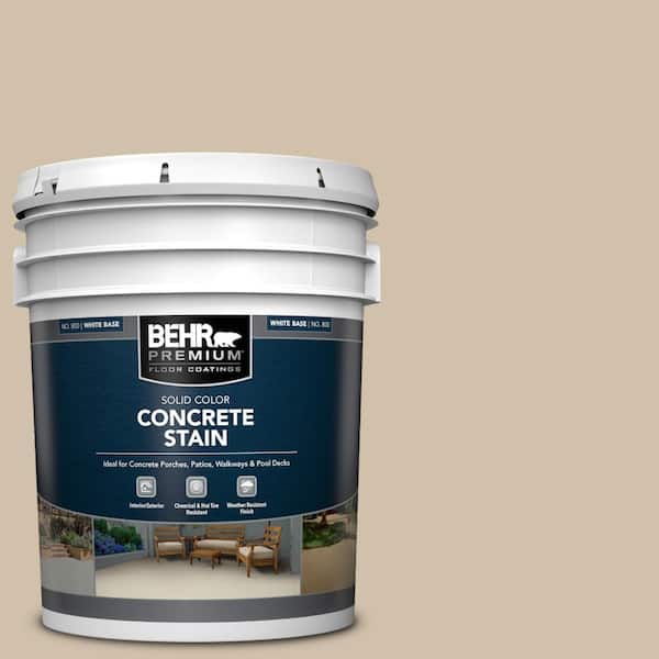 BEHR PREMIUM 5 gal. #PFC-27 Light Rattan Solid Color Flat Interior/Exterior Concrete Stain