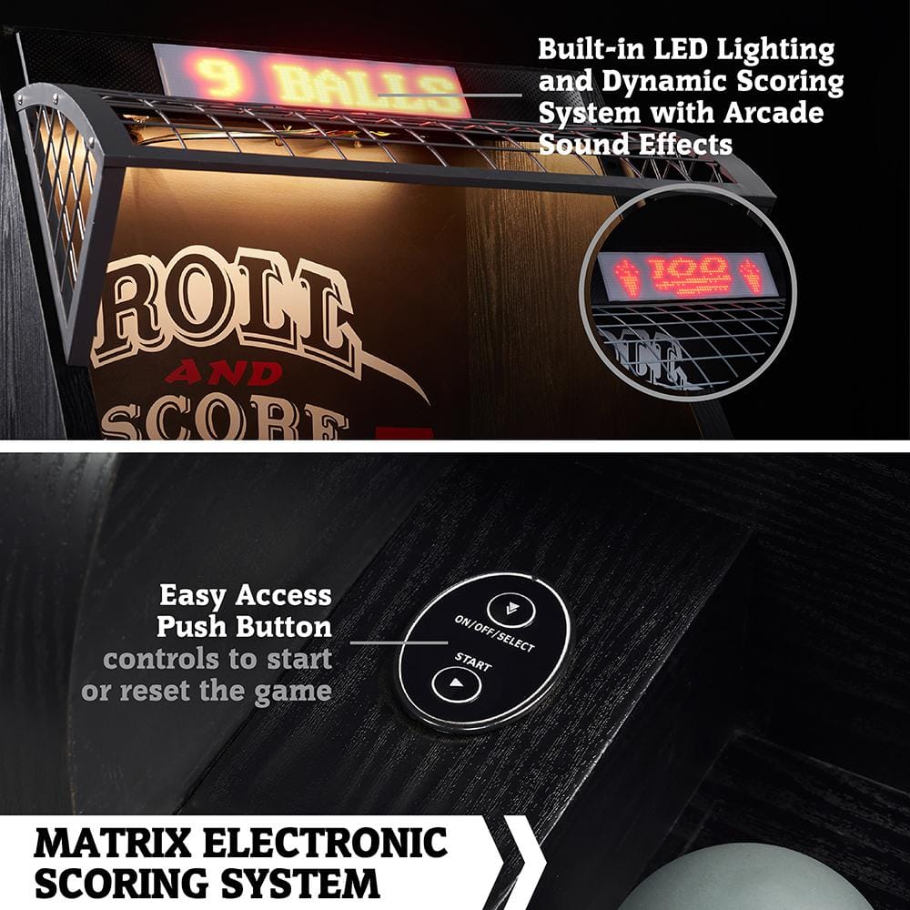 130-Inch Black and Red Wood Roll and Score Arcade Game