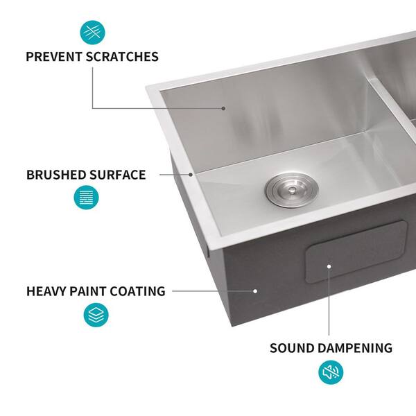 Dueyeeri 30 in. Undermount Double Bowl (60/40) 16-Gauge
