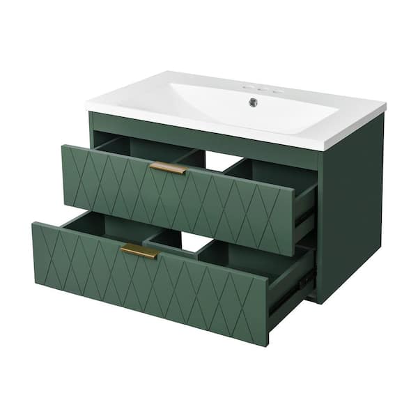 30 in. W x 18 in. D x 19 in. H Bathroom Green Linen Cabinet