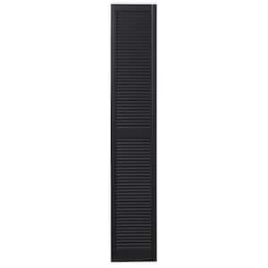 15 in. x 71 in. Open Louvered Polypropylene Shutters Pair in Black