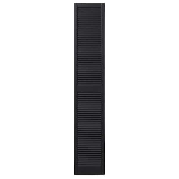 Ply Gem 15 in. x 81 in. Open Louvered Polypropylene Shutters Pair in Black