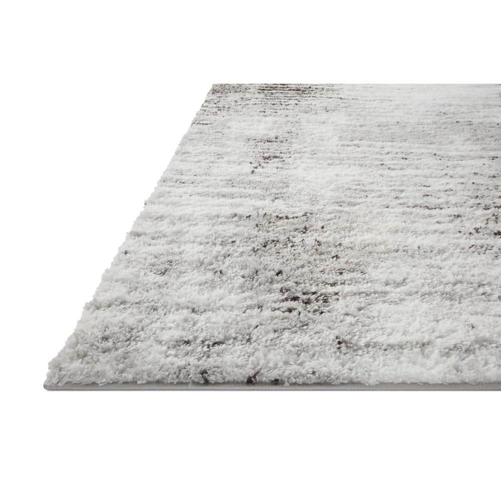 Gray and Cream Abstract Shag Area Rug, 2'3" x 4'